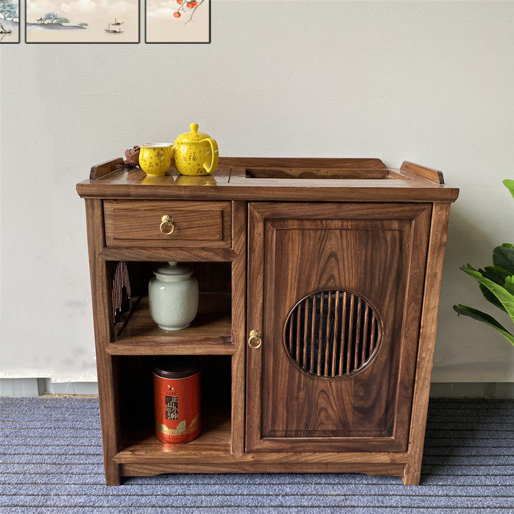 可移动榆木茶桌实木茶水柜家用一体式小茶桌明月茶几边柜烧水茶台,淘宝优惠券,粉丝福利购,淘宝优惠卷