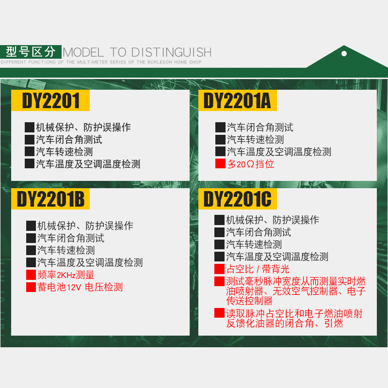 多一dy2201bc数字修车表汽车万用表 博莱森家居万用表
