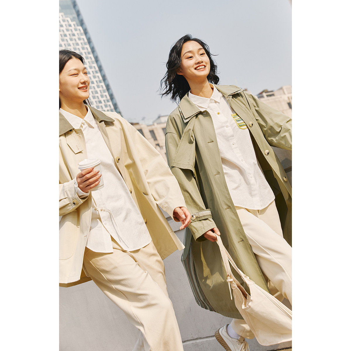 飞鸟和新酒商场同款女装洋气新款宽松长款风衣外套女FR41006004