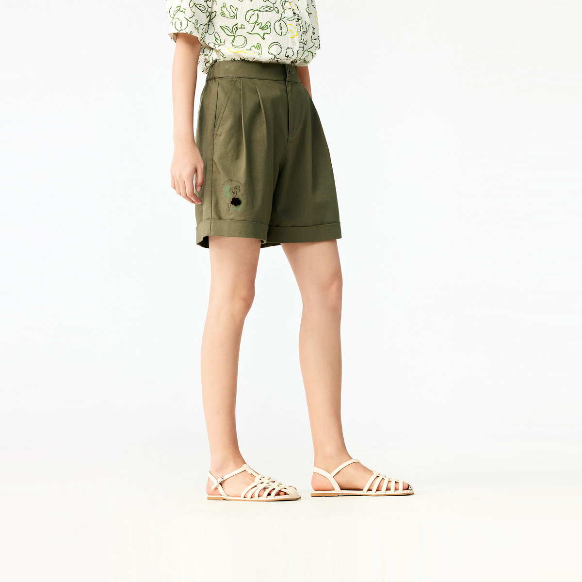 飞鸟和新酒商场同款女装季款轻薄休闲裤五分裤女FR430142017