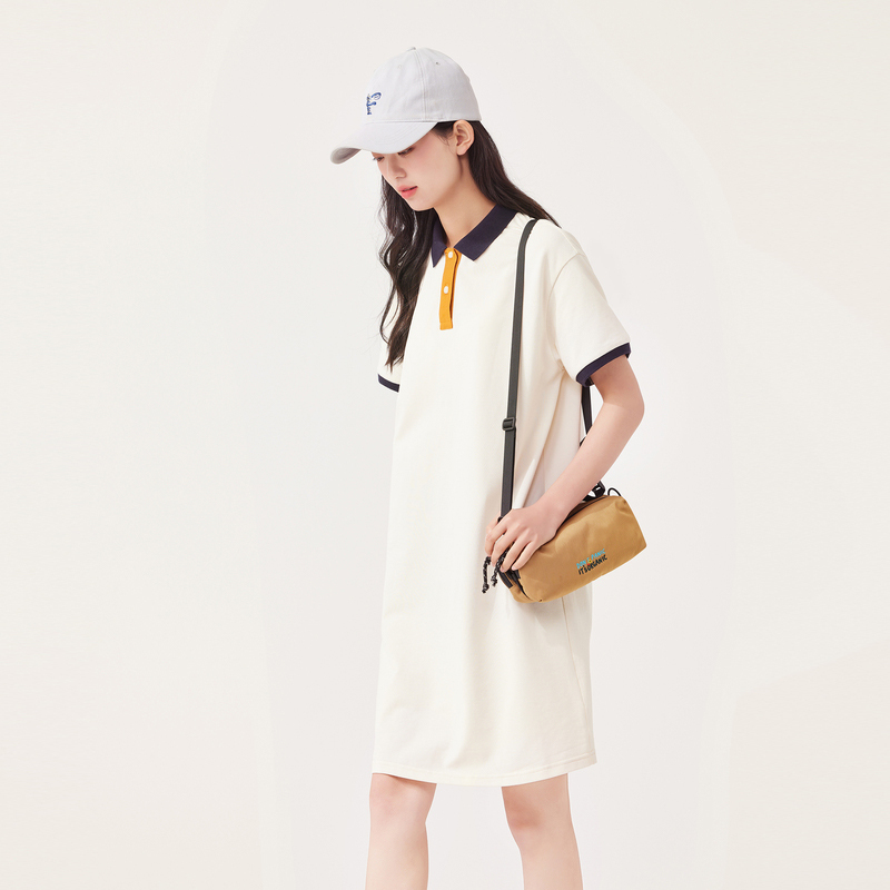 飞鸟和新酒polo领连衣裙女短袖2023夏季新款