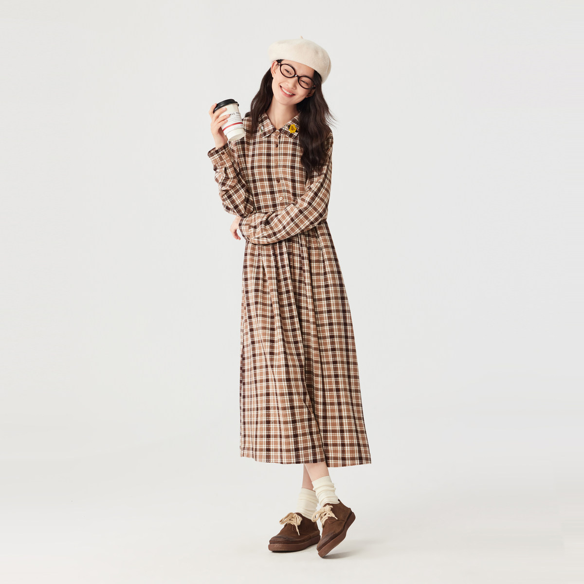 飞鸟和新酒商场同款女装新款中长款宽松衬衫连衣裙FZ470182003