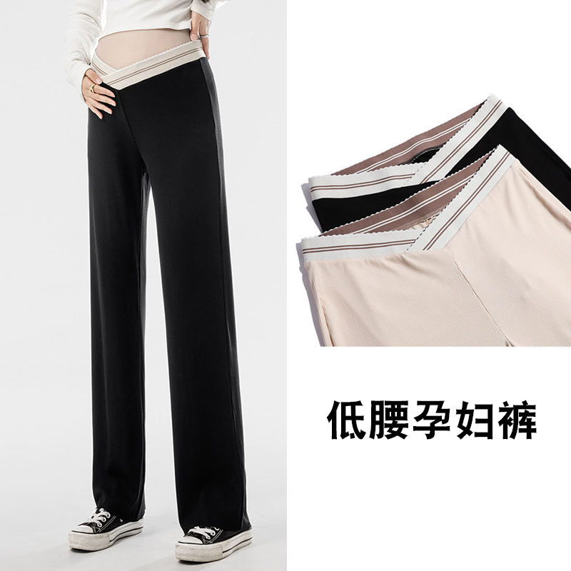 2023新款孕妇裤春夏低腰显瘦打底裤 粉红仔仔孕妇阔腿裤