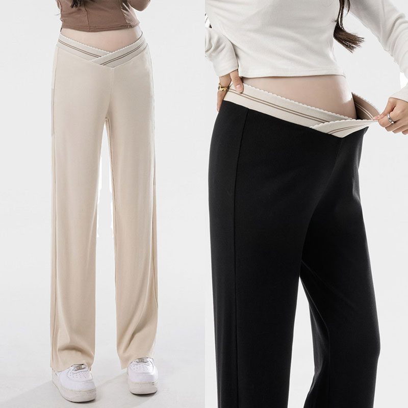 2023新款孕妇裤春夏低腰显瘦打底裤 粉红仔仔孕妇阔腿裤