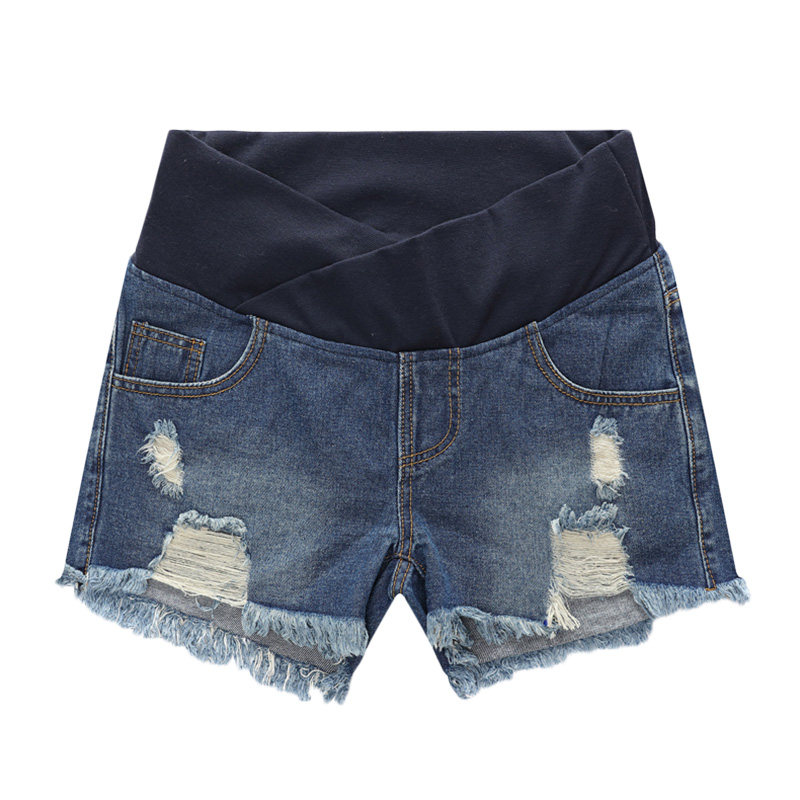 孕妇夏季牛仔裤子外穿破洞打底裤 粉红仔仔孕妇打底裤