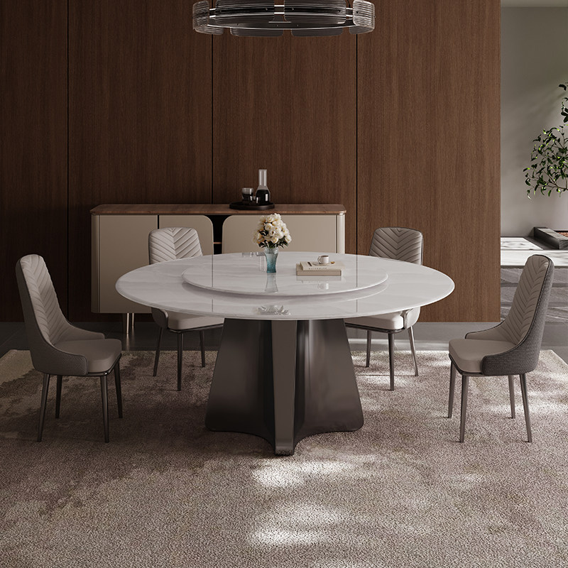 新款大理石餐桌圆桌超晶石意式高档奢石现代轻奢微晶石圆形吃饭桌,淘宝优惠券,粉丝福利购,淘宝优惠卷