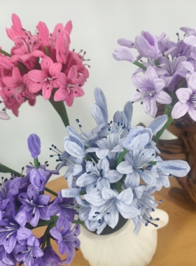 纯手工百子莲扭扭棒花假花摆设客厅餐桌装饰品插花束摆件花艺摆设