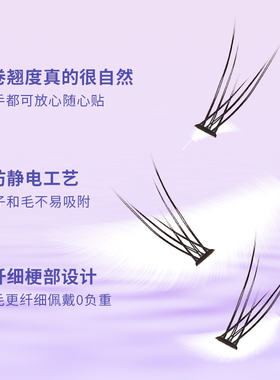 宏佰俪假睫毛鱼尾款假睫毛巴斯夫单簇朵毛 燕尾分段式C翘自嫁接