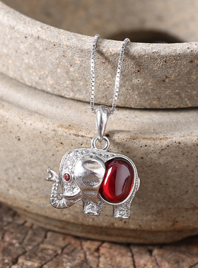 s925纯银石榴石盒子链女高级感