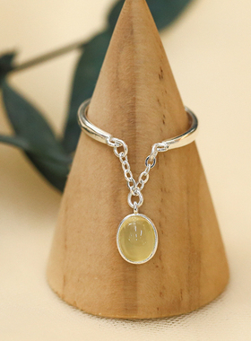 日韩高级感纯银黄S925玉髓戒指