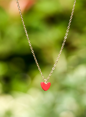 红色小巧韩版桃心饰品锁骨链