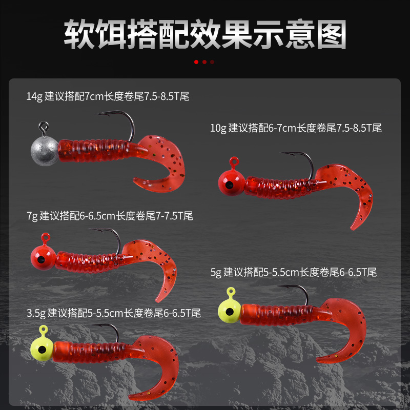 铅头钩加强版路亚软虫软饵防挂底假饵曲柄钩鲈鱼翘嘴远投路亚钩-图2