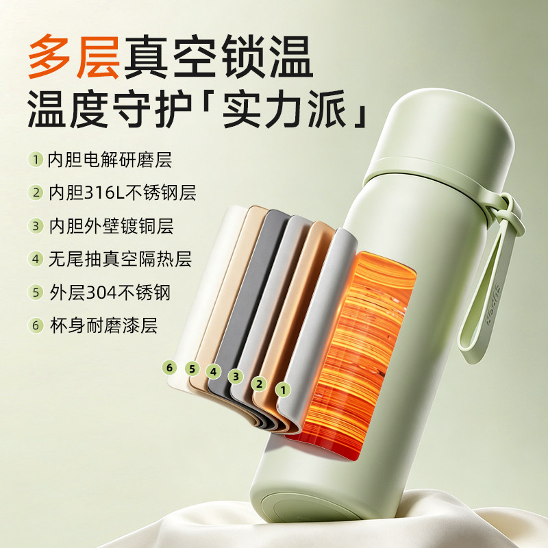 【苏泊尔】不锈钢车载便携水杯500ml