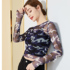 Camouflage perspective short mesh bottoming shirt women's 2021 autumn new long-sleeved slim round neck sexy inner T-shirt