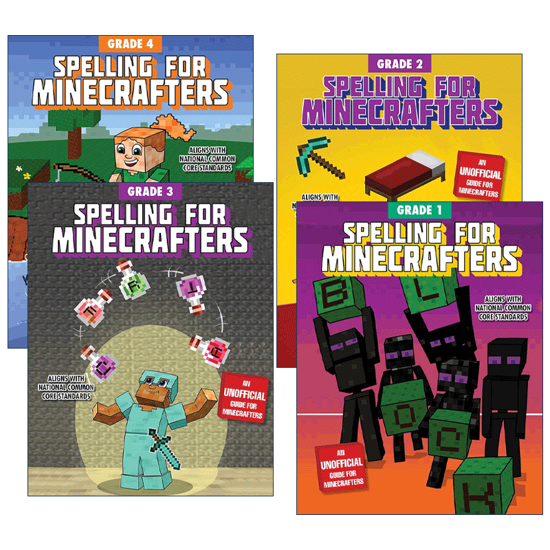 我的世界 英文原版 Spelling for Minecrafters 英语拼写1-4年级 4册 帮助孩子提高语言技能 非官方手册 英文版 进口英语原版书籍