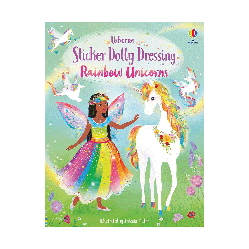 英文原版 Sticker Dolly Dressing Rainbow Unicorns 多莉贴纸 彩虹独角兽 英文版 进口英语原版书籍 - 图0