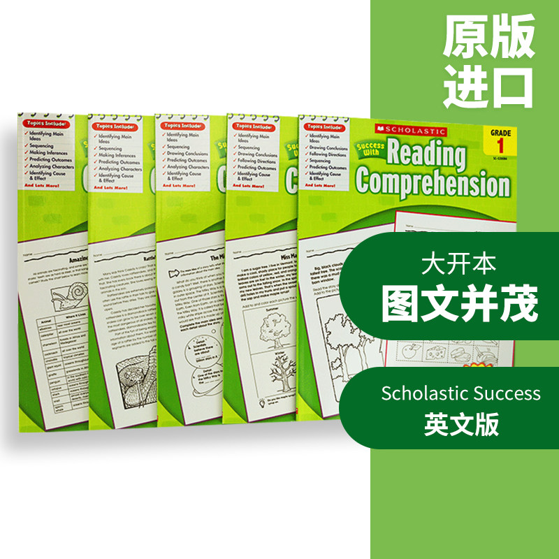美国小学一至五年级英语阅读理解练习册英文原版学乐教材 Scholastic Success with Reading ...