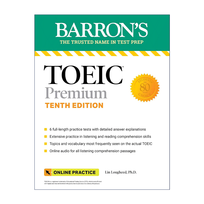 英文原版 TOEIC Premium 6 Practice Tests + Online Audio Tenth Edition 巴朗托业备考 含6套试题+在线音频 第10版 进口英语书籍 - 图0