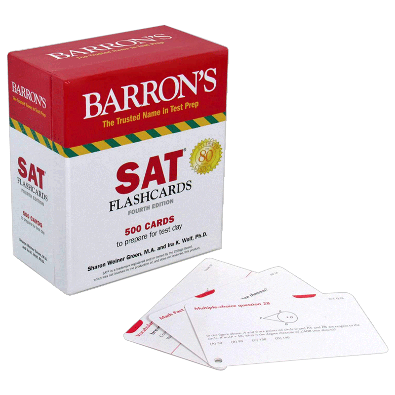 巴朗新版SAT卡片 英文原版 Barron's NEW SAT Flash Cards 正版进口原版SAT考试英语工具书 全英文版 - 图0