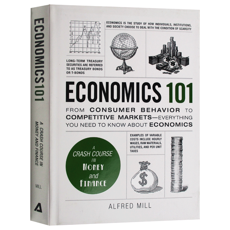 101系列经济学英文原版 Economics 101英文版原版书籍进口英语书 Adams Media Corporation可搭哲学心理学管理学投资学解剖学-图1