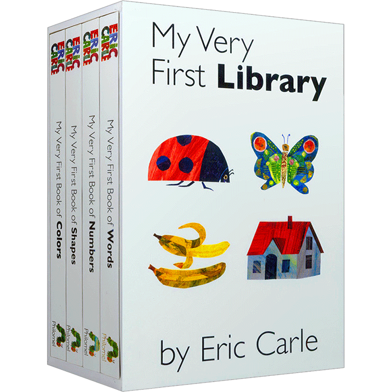 我的第1个图书馆4册纸板书英文原版绘本 Eric Carle My Very First Library艾瑞卡尔儿童英语启蒙认知书籍 Words Color Number-图3