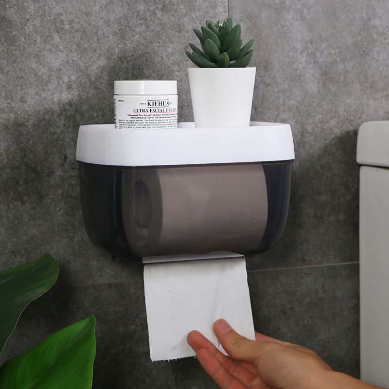 家用卫生间厕所纸巾盒卷纸盒厕纸纸巾架卫生纸置物架免打孔壁挂式-图1