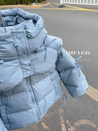 又鱼lovi中大童羽绒服2024冬新款女孩女童连帽高品质羽绒服花瓣领 - 图2