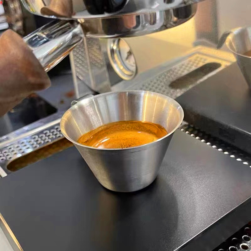 304不锈钢量杯意式浓缩咖啡盎司杯 espresso萃取杯带刻度杯100ml-图1