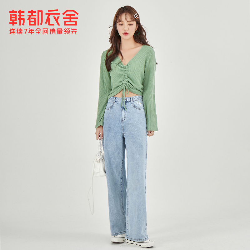 韩都衣舍2020秋爆款小雏菊女牛仔裤 韩都衣舍嗒嗒牛仔裤