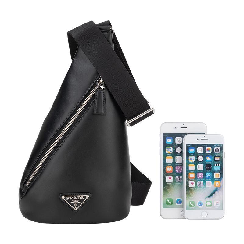 PRADA zipper shoulder crossbody chest bag for men and women
