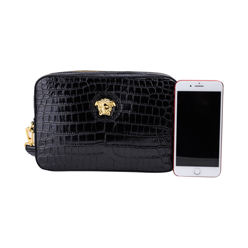 versace /范思哲皮质拉链男手拿包 黛慕名品海外男士包袋