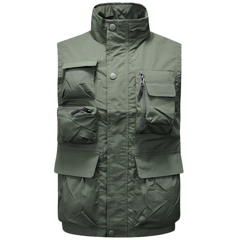 工装马甲男多口袋防风防水户外钓鱼马夹无袖登山背心立领坎肩外套,淘宝优惠券,粉丝福利购,淘宝优惠卷