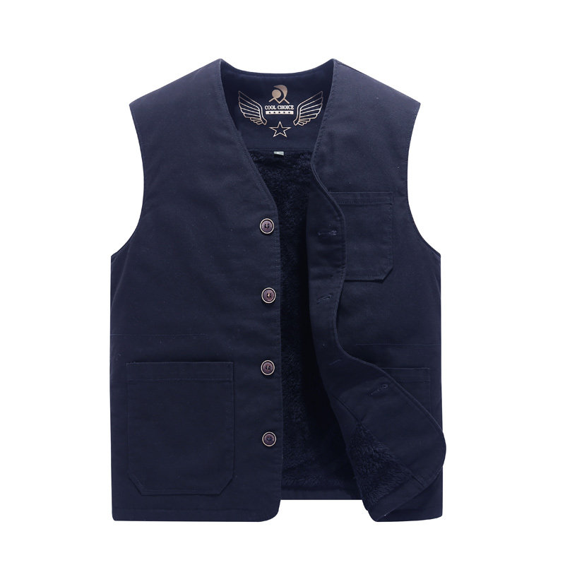 加绒加厚马甲男秋冬保暖背心外穿内穿休闲V领中老年纯棉坎肩外套,淘宝优惠券,粉丝福利购,淘宝优惠卷