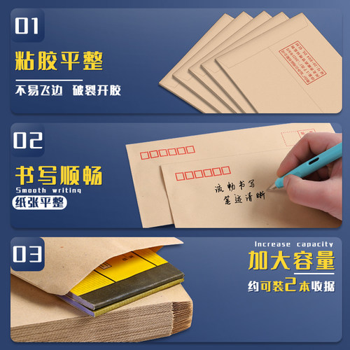 100个加厚牛皮纸信封5号黄色信封信纸空白创意复古邮局可邮寄标准袋子员工装钱袋工资袋书信袋票据袋办公用品 - 图2