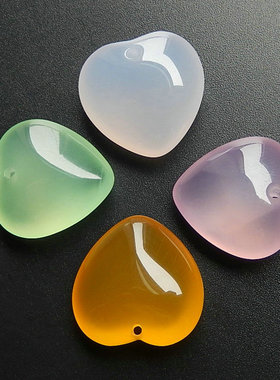 天然玉吊坠玛瑙多色桃心形