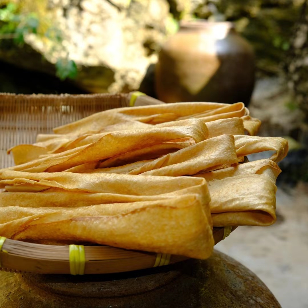 湘西豆皮湖南特产豆肠衣干豆腐皮农家千丈皮人造肉手工素肉油豆皮-图0