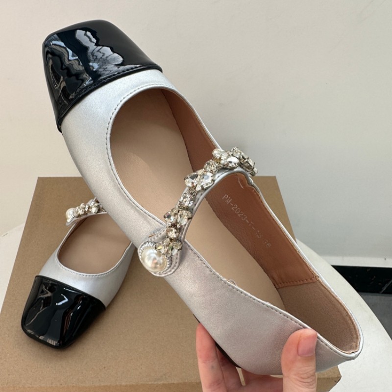 外贸原单魔术贴平底单鞋女温柔方头水钻一字带轻便浅口玛丽珍鞋,淘宝优惠券,粉丝福利购,淘宝优惠卷