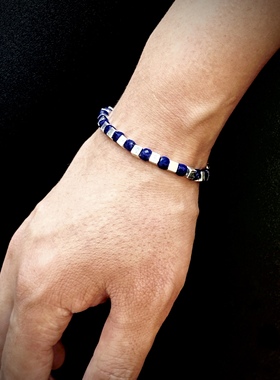 青金石纯银手链礼物男朋友