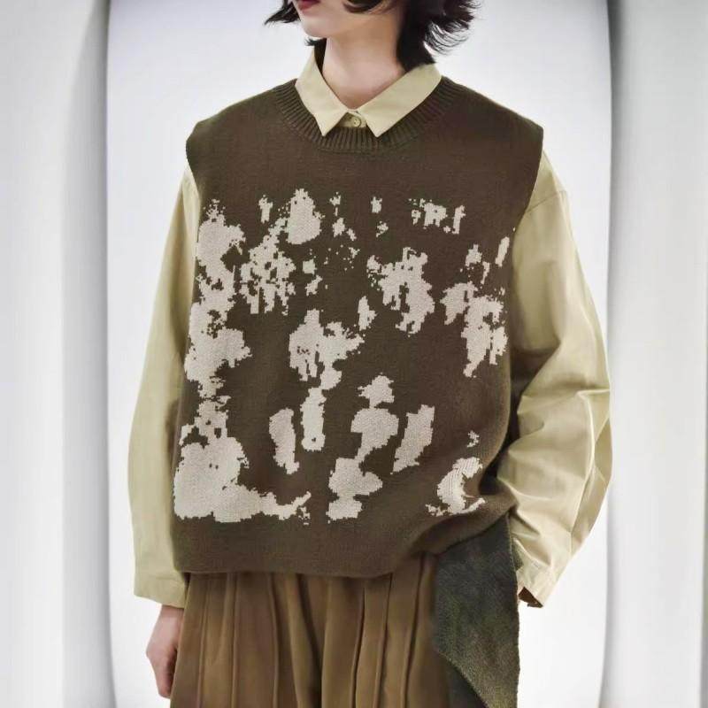 童颜阁复古感秋冬宽松百搭慵懒风针织马甲后开衩坎肩马夹毛衣毛衫,淘宝优惠券,粉丝福利购,淘宝优惠卷