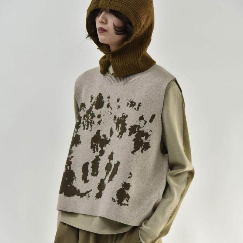 童颜阁复古感秋冬宽松百搭慵懒风针织马甲后开衩坎肩马夹毛衣毛衫,淘宝优惠券,粉丝福利购,淘宝优惠卷