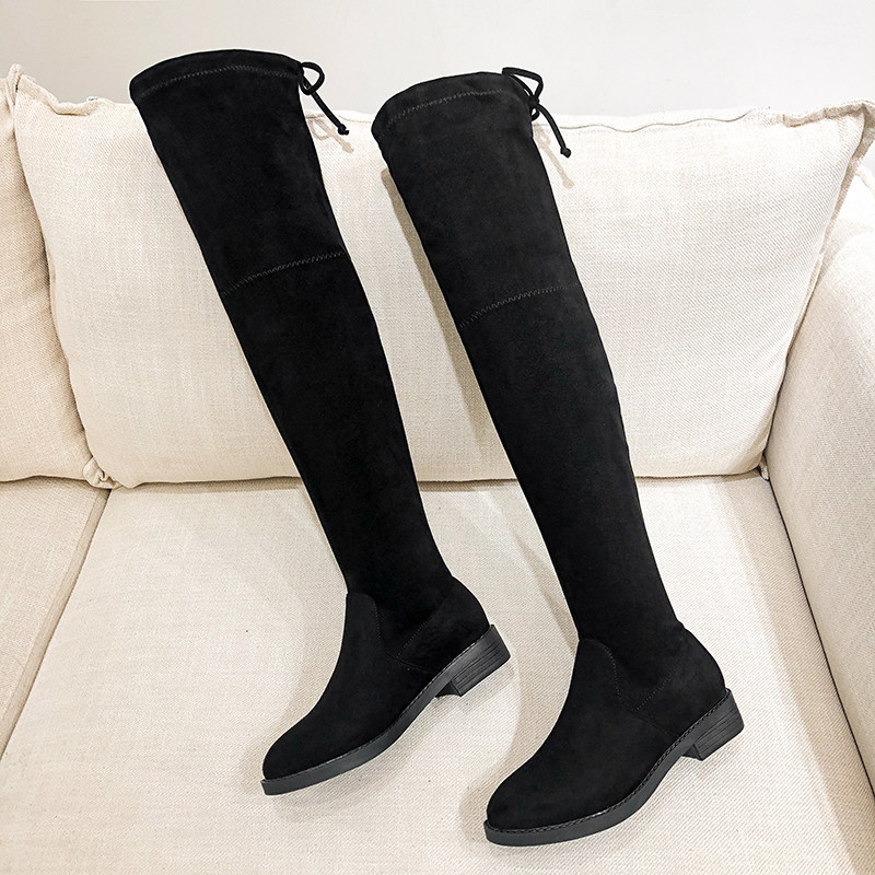 过膝长靴女平底2025年秋冬显瘦长筒靴骑士靴绒面内增高弹力瘦瘦靴,淘宝优惠券,粉丝福利购,淘宝优惠卷