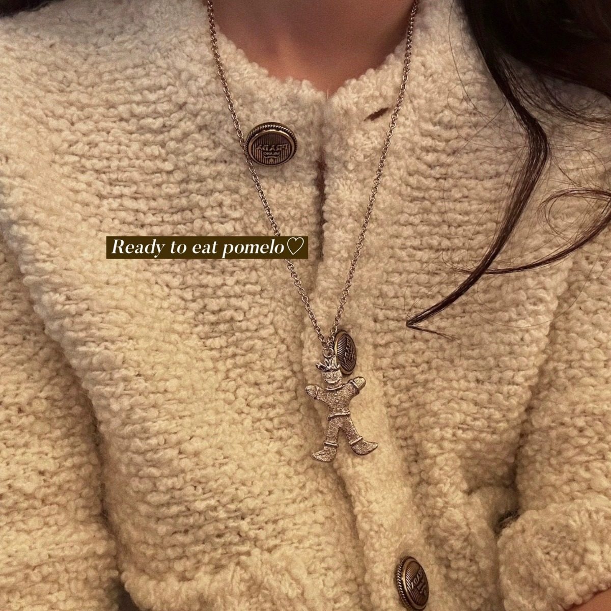 欧美饰品可爱姜饼人一家同款复古肌理珍珠水钻饰品吊坠项链毛衣链,淘宝优惠券,粉丝福利购,淘宝优惠卷