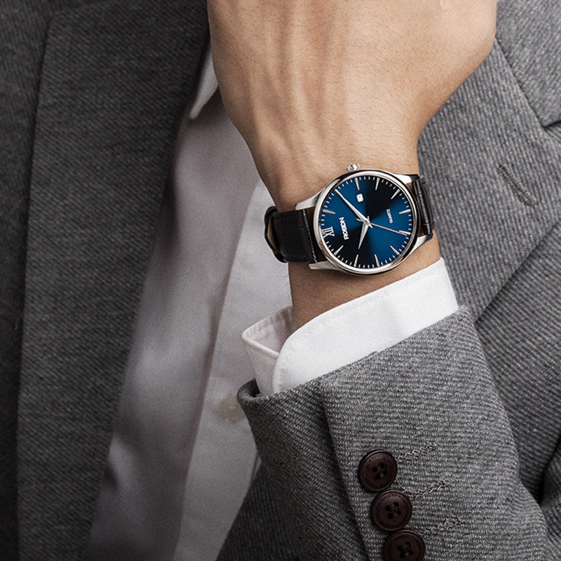 劳士顿正品简约皮带运动新款男表 rosdn劳士顿兰蒂克国产腕表