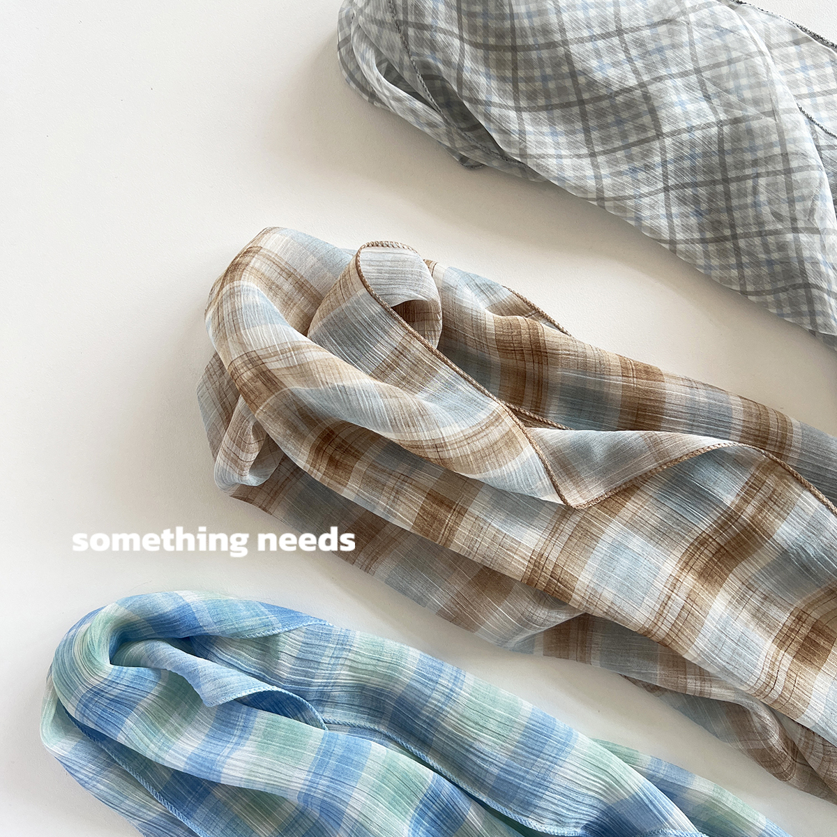 郑佰万 原创 含真丝时髦格纹丝巾女可拆卸小花围巾飘带配饰颈花韩 - 图0