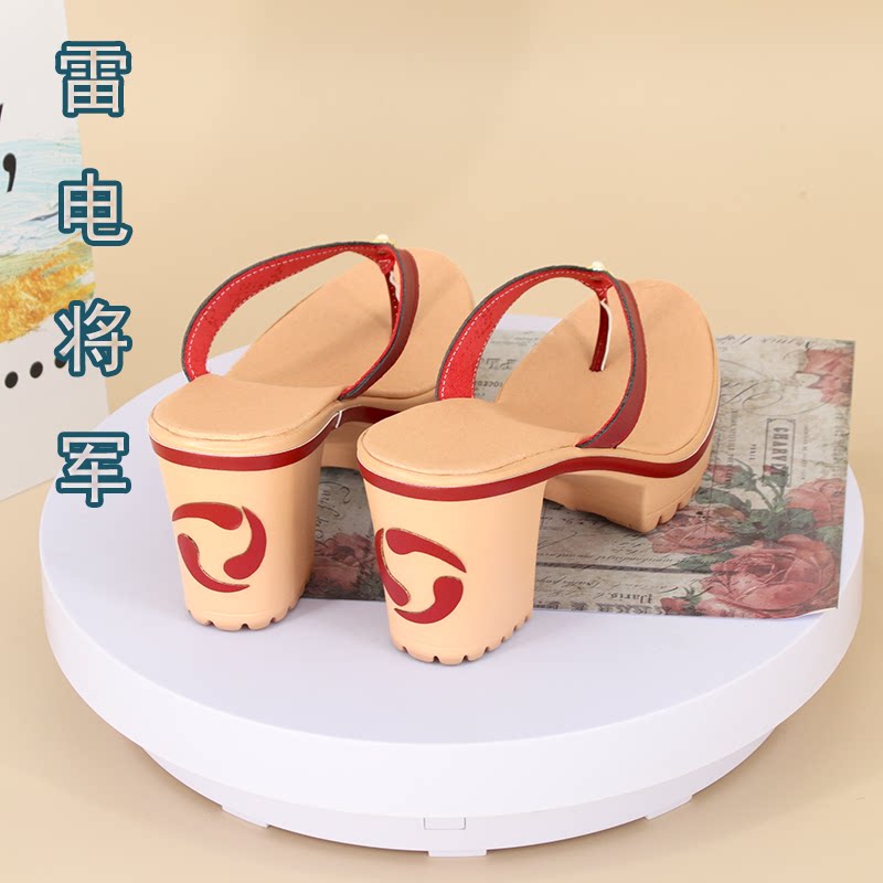 原神cos稻妻城雷电巴尔雷神鞋cosplay配件动漫高跟鞋女来图定制