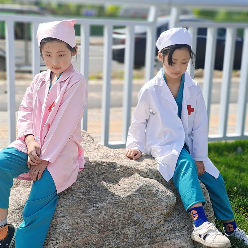 六一儿童护士服女医生服白大褂幼儿园过家家打针角色扮演工作服粉-图2