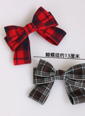 新款格子风蝴蝶结发夹顶夹发饰