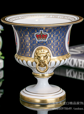 限量200 英国Spode 2003 女王骨瓷狮头宝瓶豪宅花瓶装饰欧式摆件