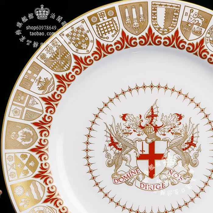 鑲金英国制 Spode 1965年英伦骨瓷盘挂墙家居摆件欧式装饰盘礼物-图1