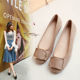 Genuine leather Korean style flat bottom shallow mouth versatile round-toe scoop shoes